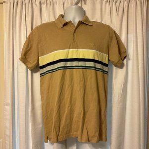 Tna Men's Polo Shirt 2XS Beige White Yellow Blue Green Stripe Short Sleeve